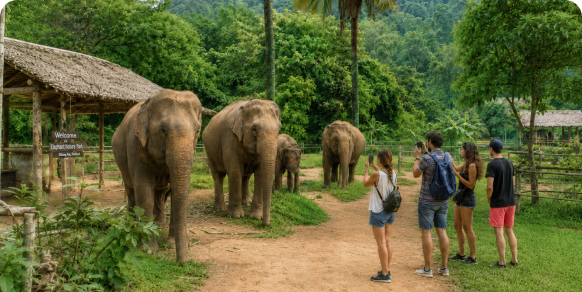 Traveller enjoying an ethical animal experience
